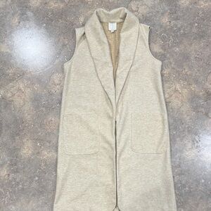 Sleeveless Beige Open Front Vest
